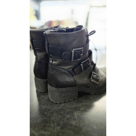 BOC Born Concept Black Buckle Combat Boots Side Zip 8.5M - Picture 2 of 7